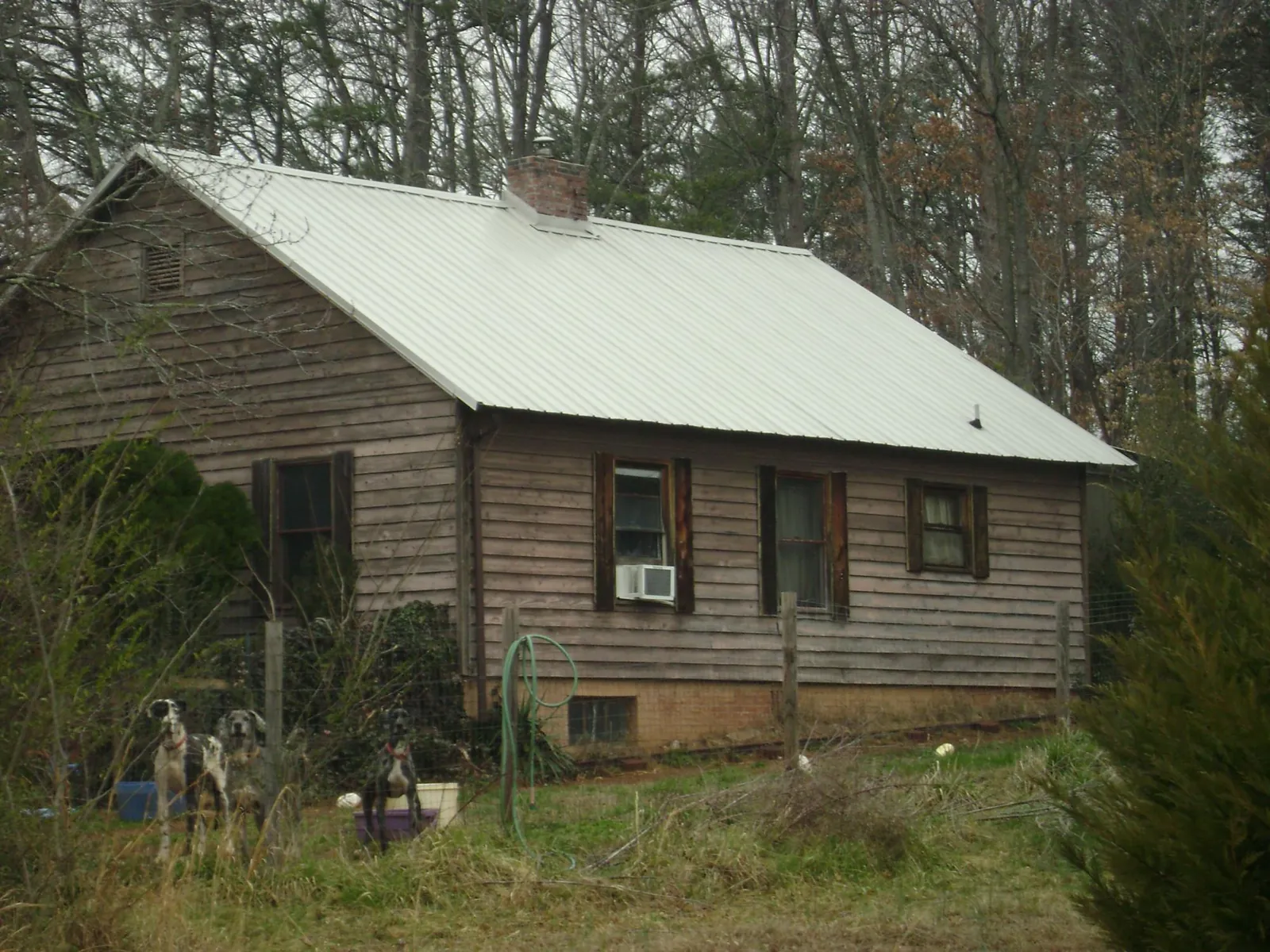 White metal roof on an old wood sided farmhouse, from a Metal Roof Installation job in Sonoma